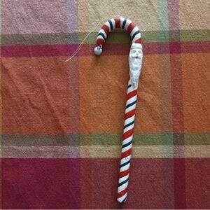 7" Green, Red, White Stripe Candy Cane Santa Christmas Ornament